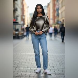 Boden Black & Gold Striped Knit Top | Size S Metallic StripeBrand: BodenSize: